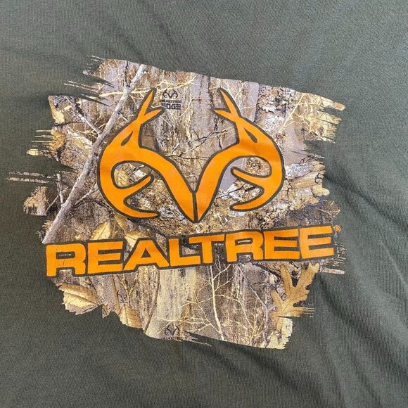 Realtree Mens Graphic T-Shirt XL Staghorn Green 60/40 Cotton/Polyester Blend Hun - Picture 3 of 6